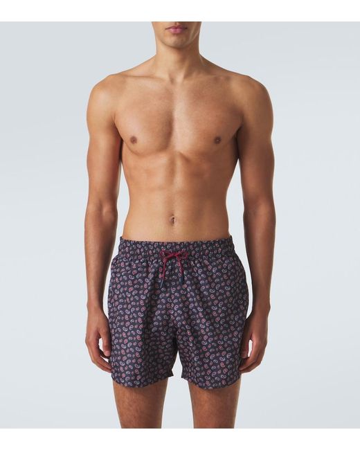 Etro Blue Paisley Swim Trunks for men