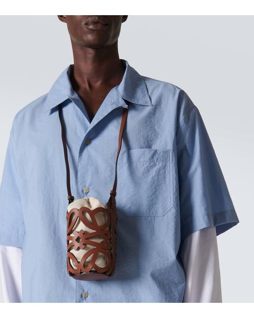 Bolso saco de lona con ribetes de piel Loewe de hombre de color White