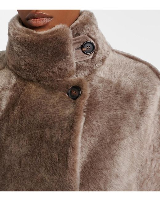 Brunello Cucinelli Brown Shearling Wrap Coat