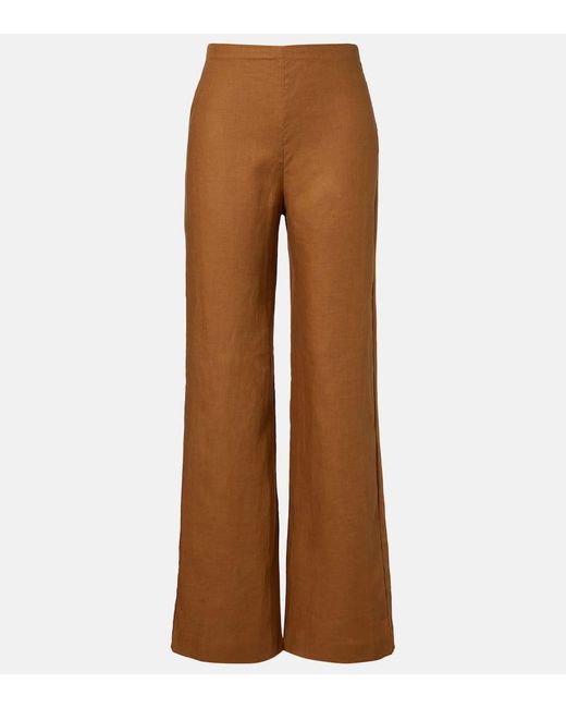 Faithfull The Brand Brown Ilride Linen Wide-Leg Pants