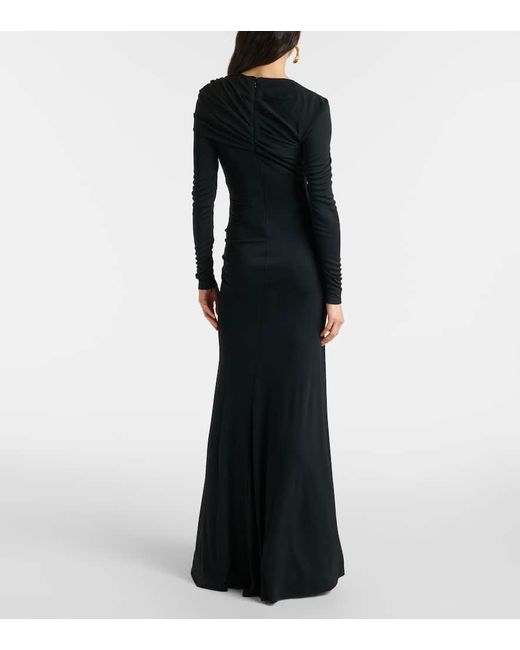 Carolina Herrera Black Draped Jersey Gown
