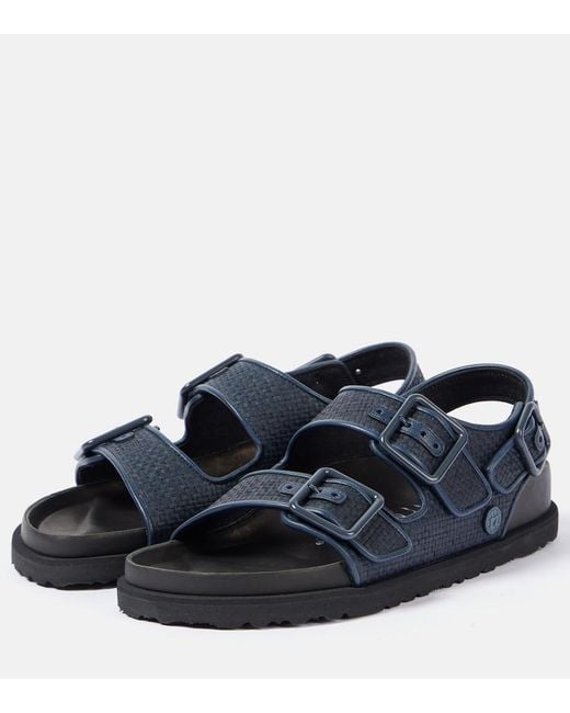 Birkenstock Blue Milano Luxe Raffia Sandals