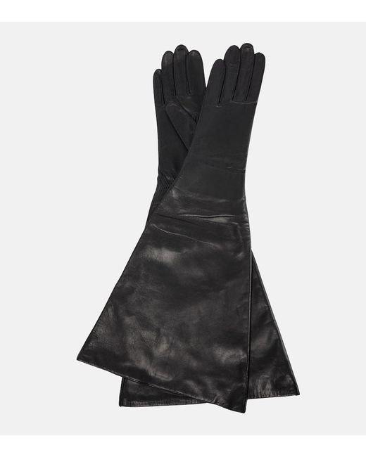 Alaïa Black Flared Leather Gloves