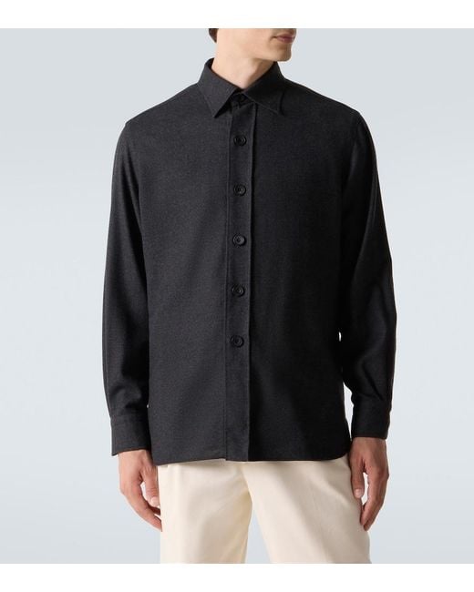 Rubinacci Black Virgin Wool Shirt for men