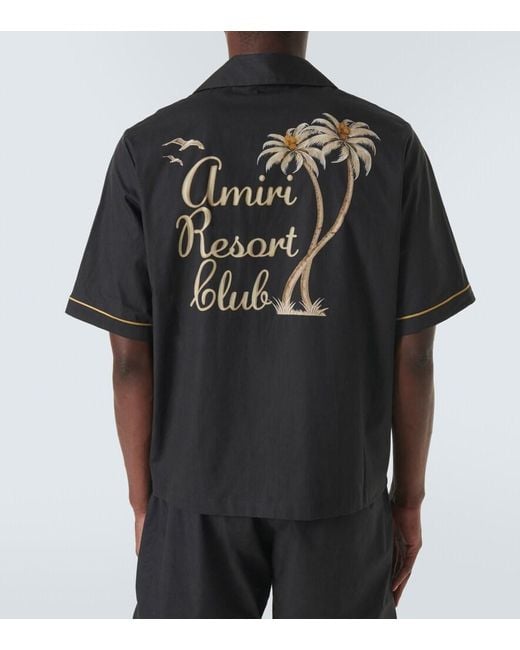Amiri Black Resort Club Embroidered Shirt for men