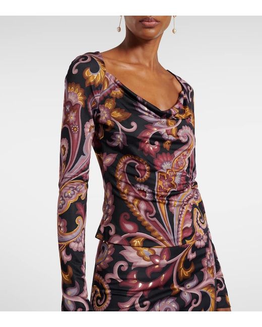 Etro Red Paisley Jersey Top