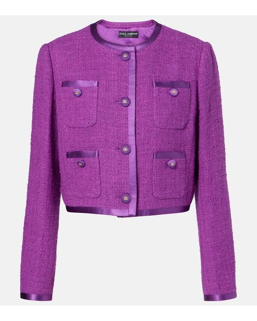 Dolce & Gabbana Purple Jacke Aus Tweed