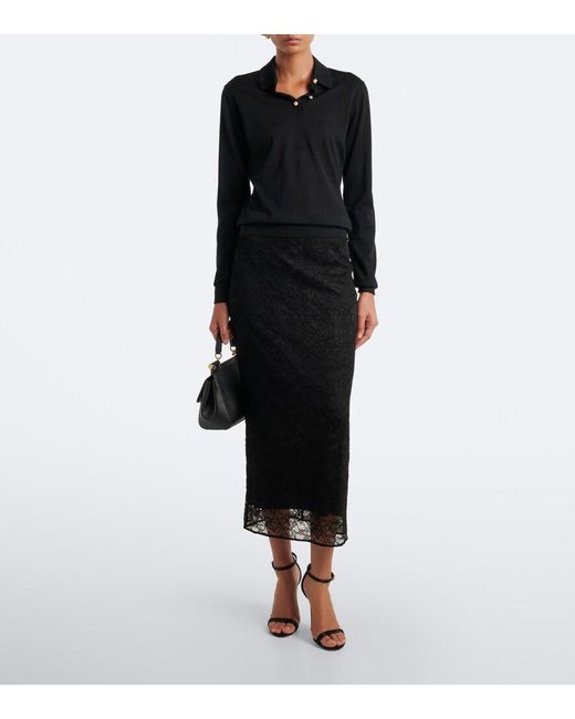 Dolce & Gabbana Black Lace Midi Skirt