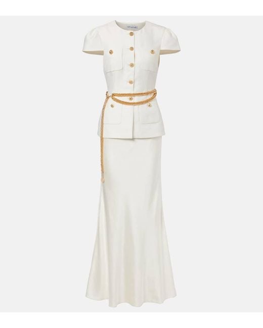 Self-Portrait White Verziertes Maxikleid Aus Taft