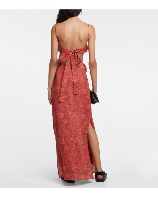Sir. The Label Red Allegra Floral Ramie Maxi Dress