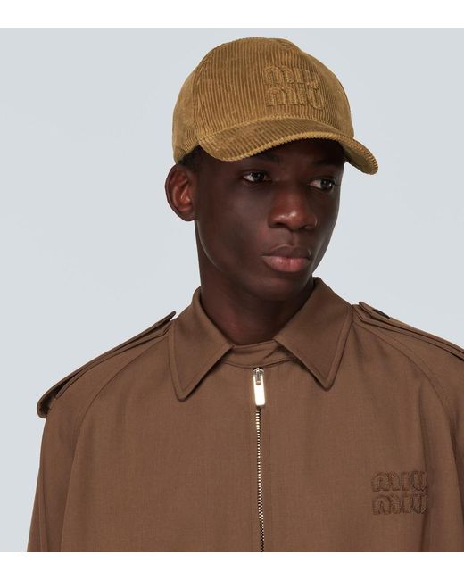 Gorra De Pana De Algodon Con Logo Miu Miu de hombre de color Natural