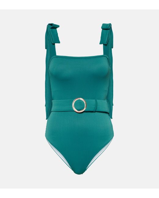Alexandra Miro Green Audrey Bow-detail Belted Swimsuit