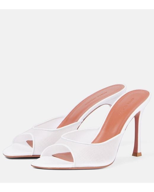 AMINA MUADDI White Bridal Alexa 95 Mesh Mules