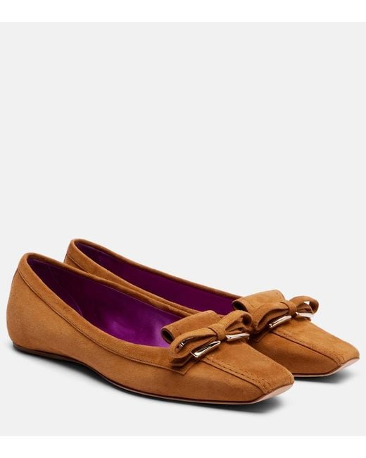 Roger Vivier Brown Virgule Suede Ballet Flats