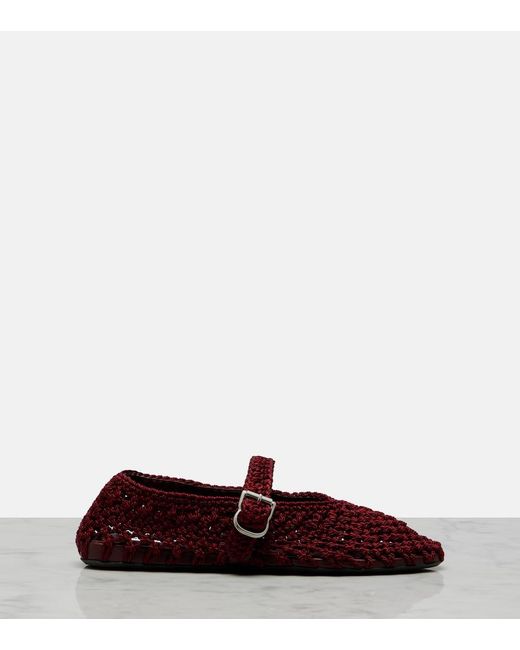 Alaïa Red Satin Cord Mary Jane Flats