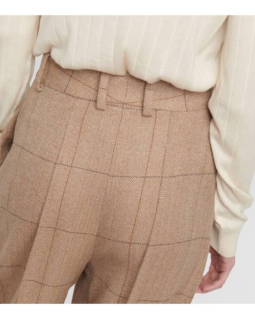 Pantaloni tapered Aniston in cashmere di Loro Piana in Natural