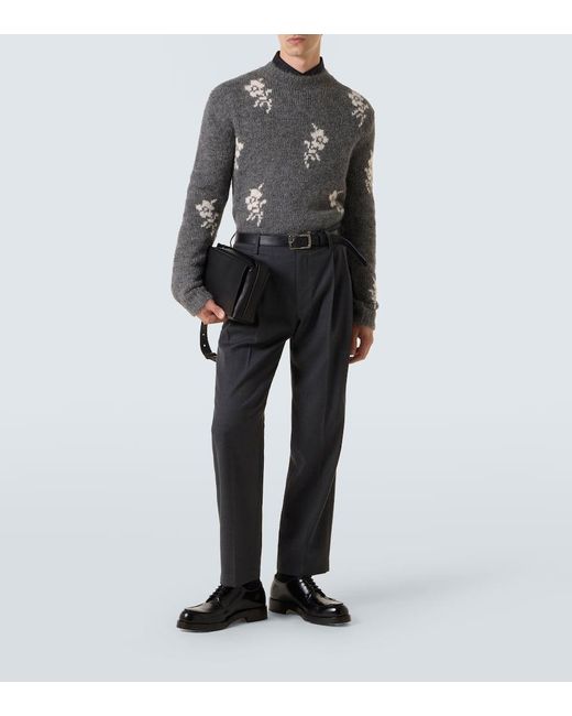 Pull Intarsia En Alpaga Et Laine Melanges Jil Sander pour homme en coloris Gray