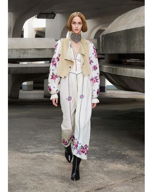 Isabel Marant Natural Moyrae Floral Silk Maxi Dress