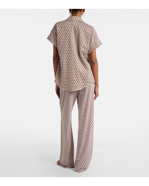Max Mara Multicolor Abate Printed Wide-Leg Pants