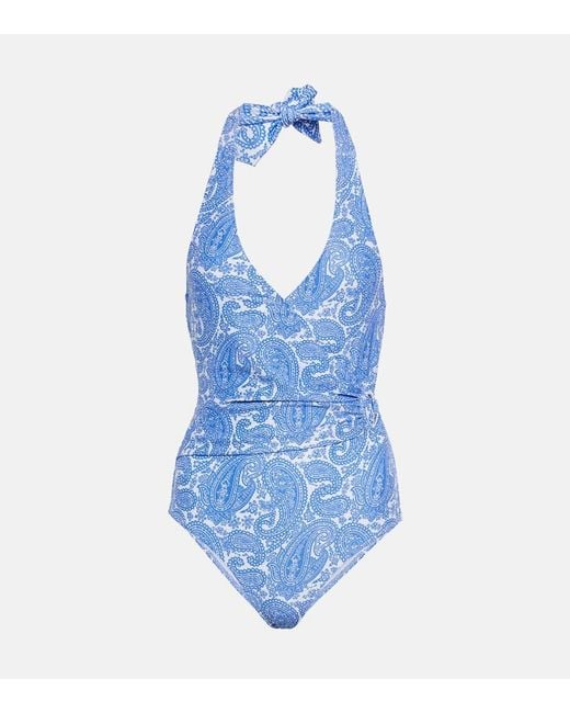 Heidi Klein Blue Cap Mala Printed Swimsuit