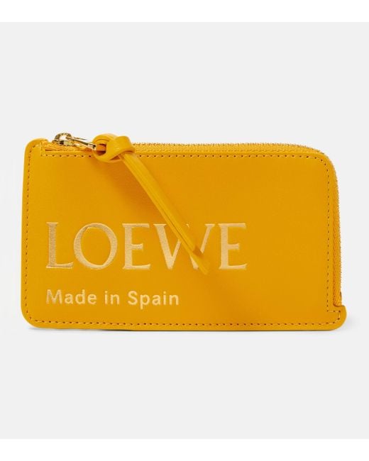 Porte-cartes en cuir a logo Loewe en coloris Yellow