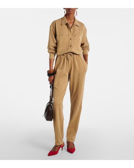 Isabel Marant Natural Rozene Cotton Jersey Sweatpants