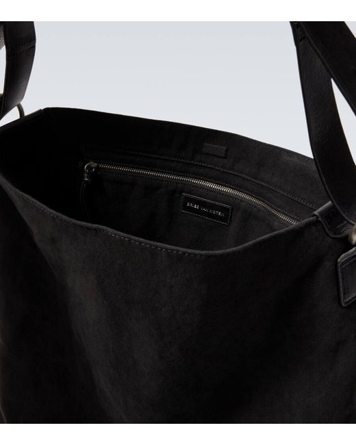 Dries Van Noten Messenger Bag Aus Canvas Mit Leder in Black für Herren