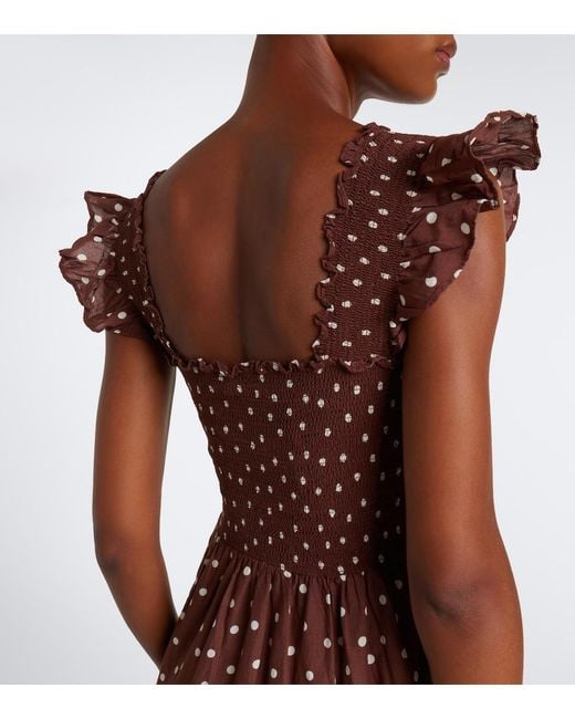 Rixo Purple Kendall Polka Dot Cotton Midi Dress