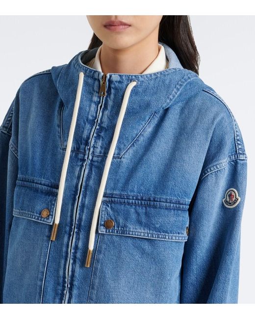 Moncler Blue Ecrevisse Layered Denim Down Jacket