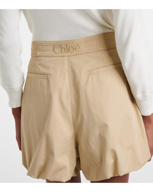 Chloé Natural Cotton Gabardine Shorts