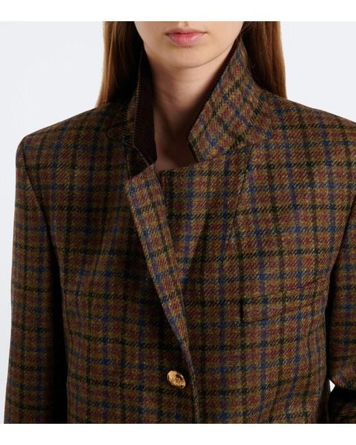 Blazé Milano Brown Amandira Shelley Checked Virgin Wool Blazer