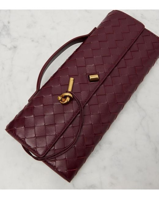 Bottega Veneta Red Andiamo Intrecciato Leather Clutch