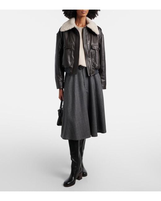 Brunello Cucinelli Gray Virgin Wool Midi Skirt