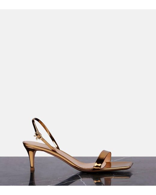 Gianvito Rossi Natural Ribbon 55 Metallic Leather Sandals
