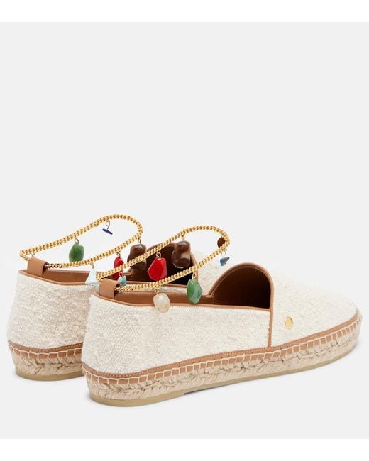 Stella McCartney White Gaia Embellished Canvas Espadrilles