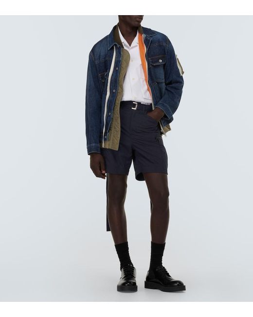 Sacai Blue Taffetta Bermuda Shorts for men