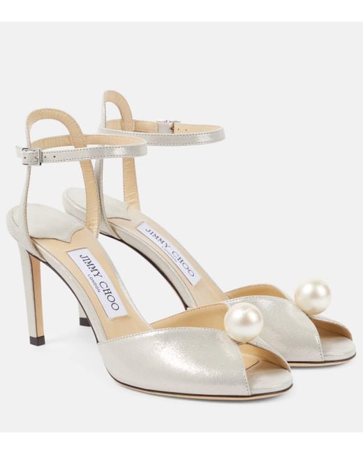 Jimmy Choo Metallic Sacora 85 Embellished Leather Sandals