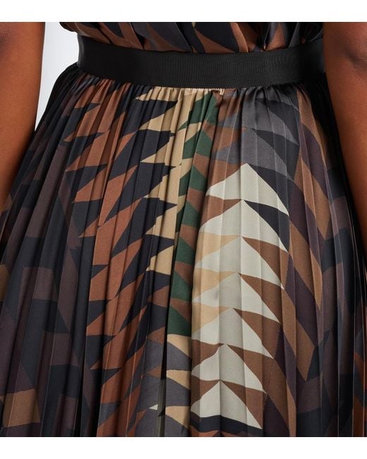 Sacai Black X A.P.C. Plisse Printed Midi Skirt