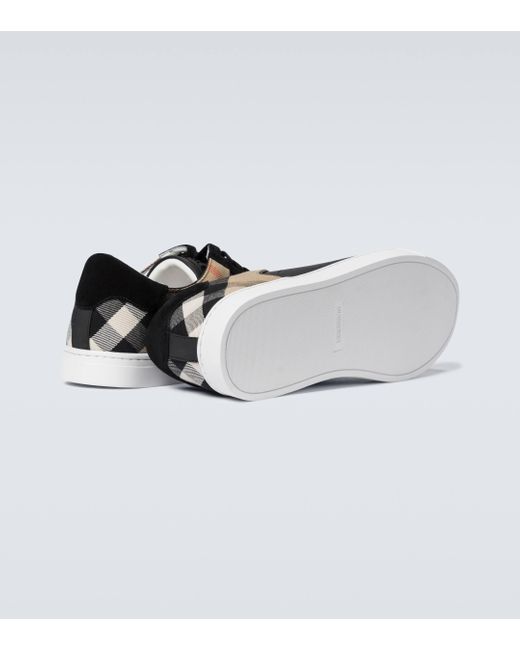 Burberry Black House Check Leather Sneakers for men