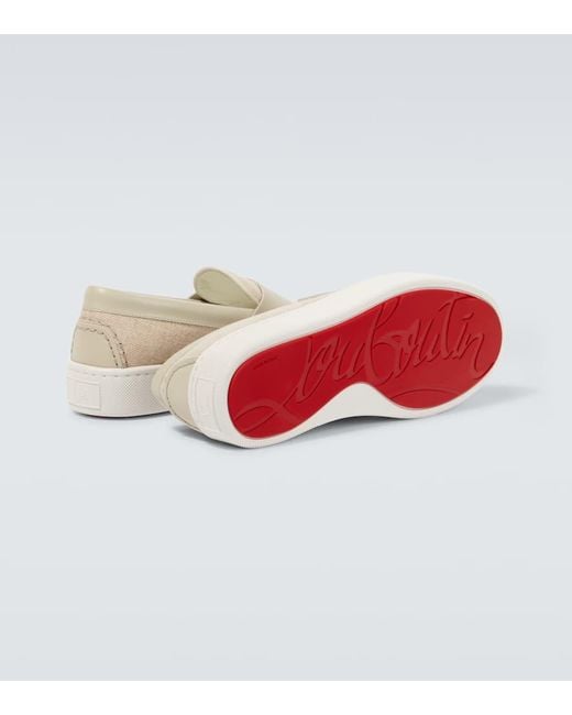 Christian Louboutin Loafers Paqueboat Aus Canvas Und Leder in White für Herren