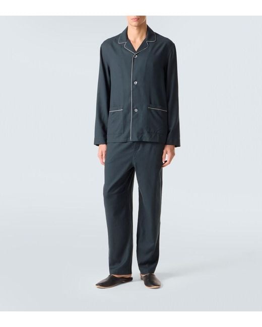 Zegna Blue Cotton And Cashmere Pajamas for men