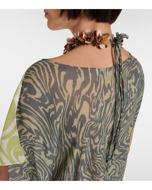 Dries Van Noten Yellow Bedrucktes Top Aus Twill
