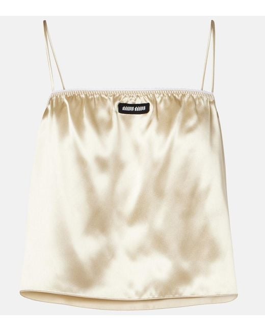 Top Lencero De Saten Miu Miu de color Natural