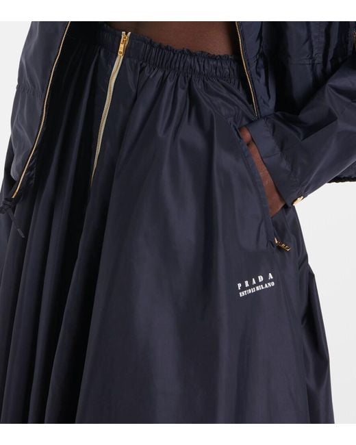 Prada Blue Re-Nylon Zip-Up Midi Skirt