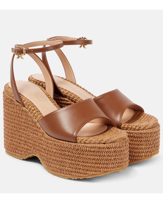 Gianvito Rossi Brown Leather Platform Espadrilles
