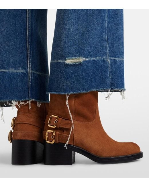 Chloé Brown Dakota Suede Biker Boots