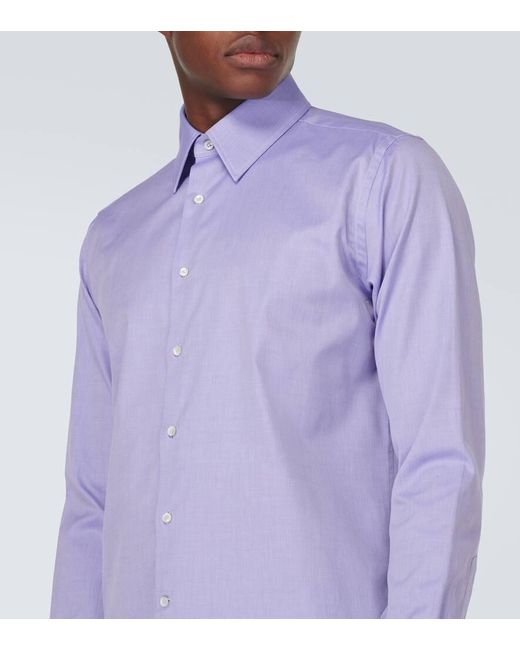 Camisa de algodon a cuadros Canali de hombre de color Purple