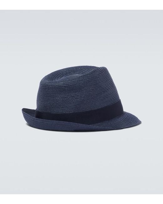 Borsalino Blue Straw Panama Hat for men