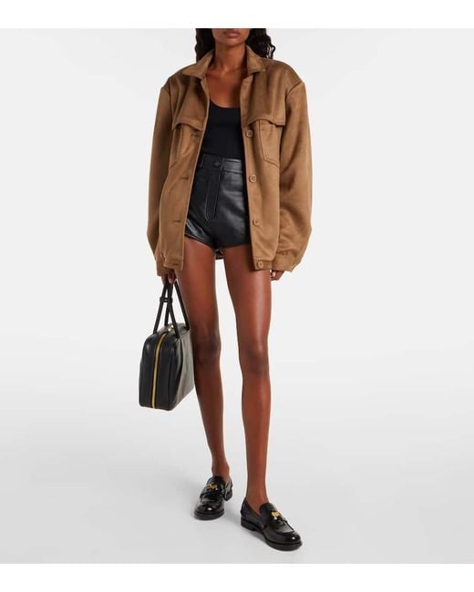 Frankie Shop Black High-Rise Shorts Loen Aus Leder