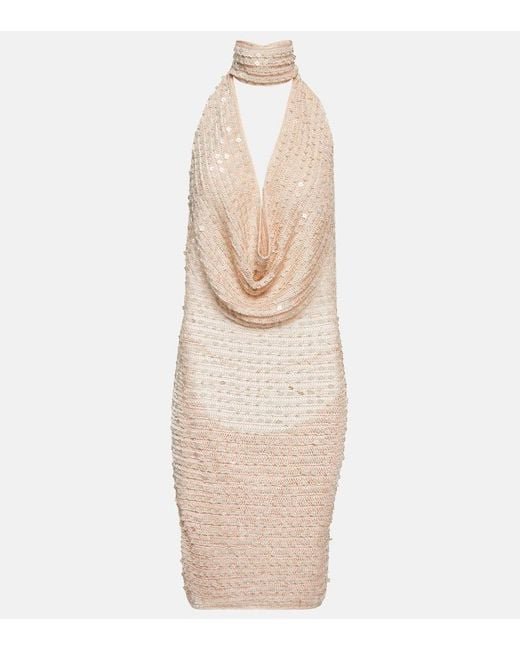 AYA MUSE Natural Tipo Sequined Minidress